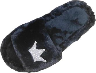 Generic Black Women Indoor Slippers with Shining Embellishment and Open Toe Construction for Everyday Comfort and Warmth Suitable for Cold Season