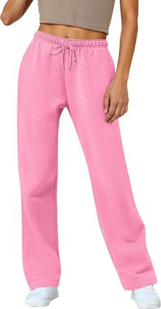 Generic Womens Straight Leg Fleece Lined Joggers Ladies Walking Trousers Cotton Polyester Blend Warm Sweatpants with Drawstring Waist Winter Lounge & Active P
