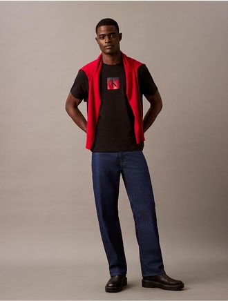 Calvin Klein Jeans Calvin Klein Mens Gel Box Monogram Logo Crewneck T-Shirt - Black - S