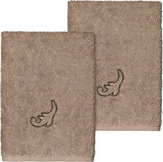 Linum Home Textiles 100% Turkish Cotton April 2Pc Embellished Washcloth Set