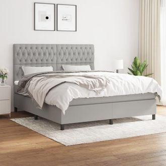 vidaXL Vidaxl - Cama Box Spring Con Colch&oacute;n Tela Gris Claro 180x200 Cm