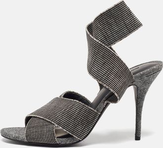 Alexander Wang Grey/black Canvas Ankle Wrap Sandals