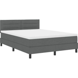 vidaXL Vidaxl Cama Con Base Gris Oscuro Con Colch&oacute;n 140x200 Cm Tela