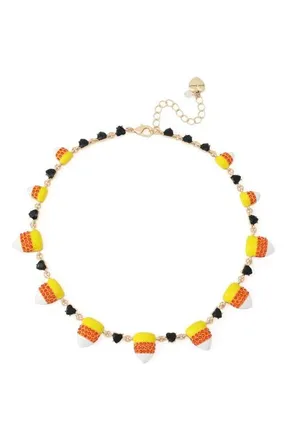 Betsey Johnson Candy Corn Frontal Necklace in Orange at Nordstrom