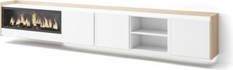 Skraut Home Skraut Home - Mueble Tv, Televisi&oacute;n, Muebles De Sal&oacute;n, Almacenaje, 315x35x50cm, Para Tv Hasta 80, Chimenea El&eacute;ctrica Xxl, Colgado, Suspendido, Led, Es