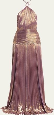 Retrof&ecirc;te Thalia Metallic Halter Gown