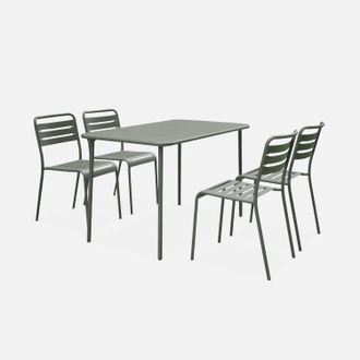 Sweeek Set Tavolo Da Giardino Bistrot In Metallo Con 4 Sedie, 120cm