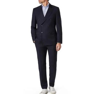 HUGO BOSS Hugo, Double Breasted Suits, male, Blue, Size: 2XL H-Huge-2Pcs-DB-254 Double-breasted Suit