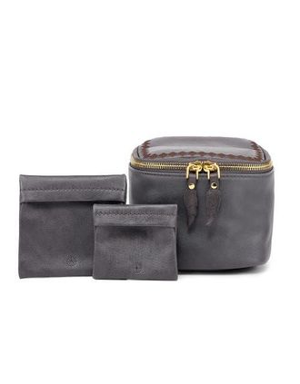 OLD TREND Celosia Genuine Leather Cube Jewelry Case in Slate at Nordstrom