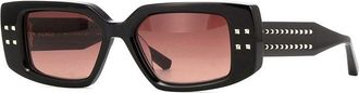 Valentino Sunglasses Rectangle Full Rim, Black Frame And Dark Rose To Light Rose Gradient Ar Lens Vls-108A