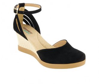 Andrea Womens Wedge Ankle Strap Espadrilles In Black