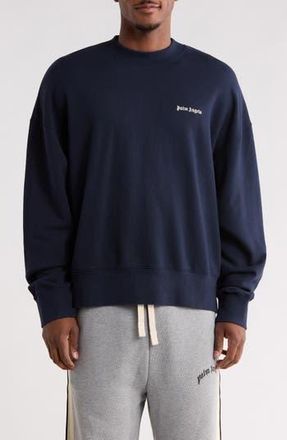 Palm Angels Logo Crewneck Sweatshirt in Black White at Nordstrom Rack, Size Xx-Large