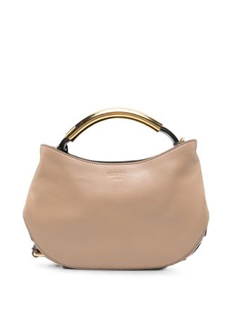 Moschino Crescent Leather Handbag - Beige