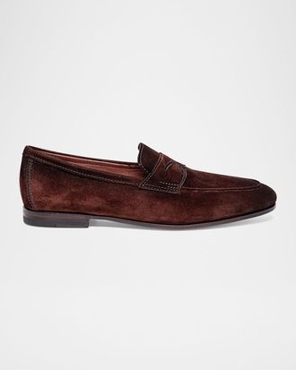 Santoni Men & apos;s Carlos Suede Penny Loafers