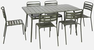 Sweeek Mesa De Jard&iacute;n Plegable De Metal Con 6 Sillas