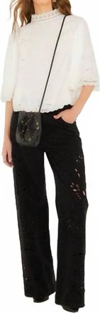 Farm Rio Palm Tree Embroidered Blouse In Off-White