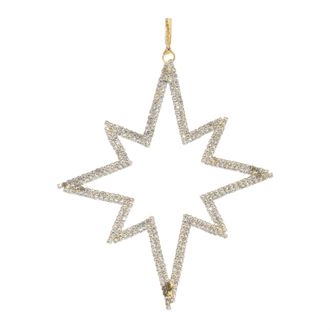 Melrose International Jeweled Metal Star Ornament (Set of 12) - Gold, Gray