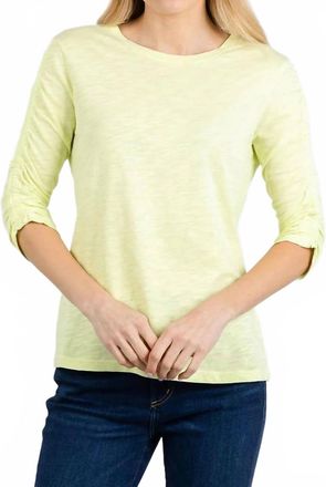 Elliott Lauren Crissy Crew Neck Ruched Sleeve Tee In Mojito