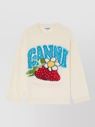 Ganni graphic crew neck long sleeve top