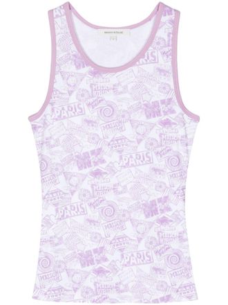 Maison Kitsun&eacute; Katoenen tanktop met logoprint - Paars