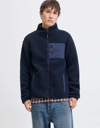 Jack & Jones Giacca in pile color sky captain-Grigio