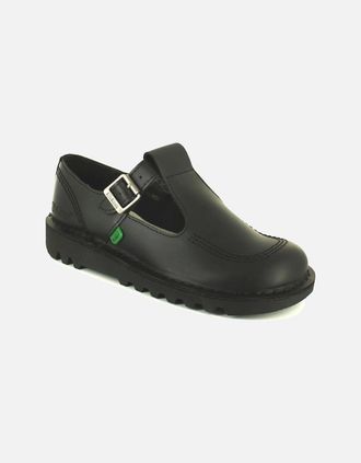 Kickers Womens Kickers Womens Shoes Work School Aztec Leather Buckle black UK Size - Size: 4