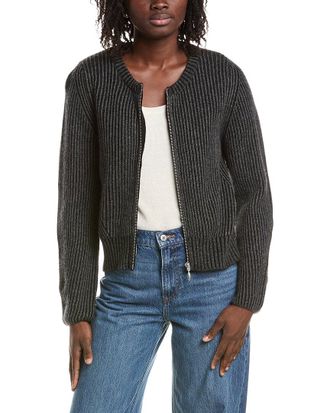 Isla Juno Plaited Rib Zip Cashmere Bomber Jacket