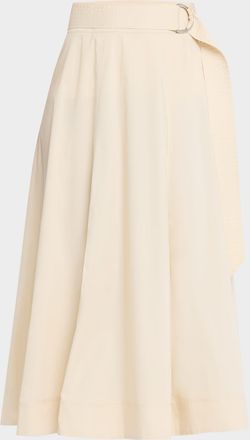 Veronica Beard Facia Belted A-Line Midi Skirt