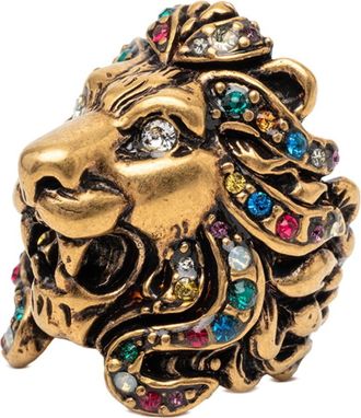 Gucci Gold Multi-Color Rhinestone Band Ring (Pre-Owned)