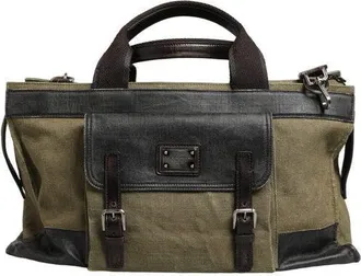 Dolce & Gabbana Dolce & Gabbana Two-Tone Canvas and Leather Shoulder Bag Green