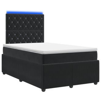 vidaXL Letto Box Spring Led Con Materasso Nero 120 X 190 Cm Velluto Vidaxl
