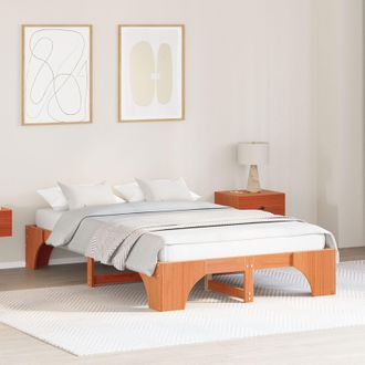 Berkfield Home Bed Frame Wax brown Solid wood 120 x 200 cm Durable Bed Frame