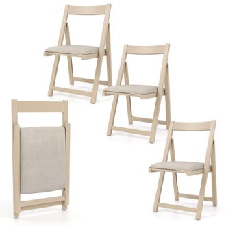 Costway Costway Foldable Dining Chair Set of 4 Accent Armless Kitchen Chair in Beige