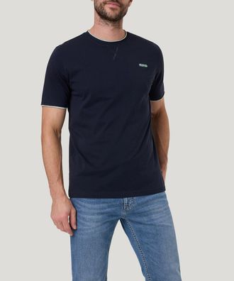Pioneer Authentic Jeans T-Shirt, Herren, Gr. 4XL, blau (night sky), Jersey, Obermaterial: 100% Baumwolle, PIONEER AUTHENTIC JEANS, kontrastfarbene Details, Basic, regular fit