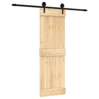 Berkfield Home Sliding Door with Hardware Set 70x210 cm Solid Wood Pine in Brown