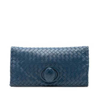 Bottega Veneta Tweedehands Nappa Intrecciato Turn Lock Clutch
