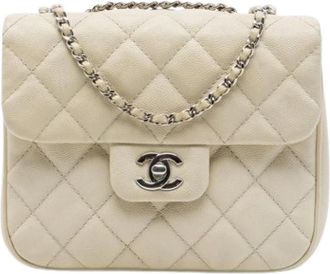 Chanel Pre-owned Vintage Flap Bag - Dames - Vintage Schoudertas - Beige - ONE Size - Leer - Vintage