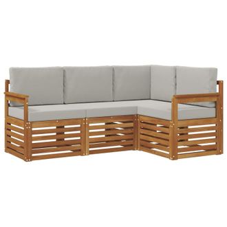 vidaXL Juegos De Sof&aacute;s Con Coj&iacute;n 4 Pcs Gris Natural Y Claro Vidaxl