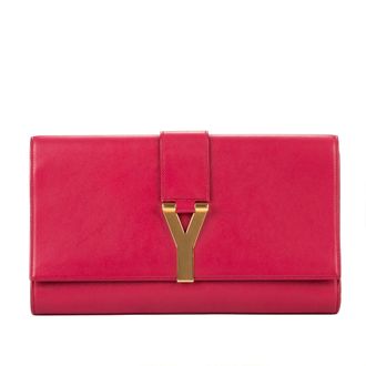 Saint Laurent Pre-owned Womens Classic Y Line Clutch Handbag - Pink - One Size