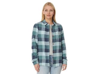 L.L.Bean Soft-Brushed Flannel Shirt Womens Clothing Soft Spruce : XS, Cotton/Flannel
