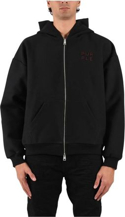Purple St. Violet Crystals Hoodie - Heren - Vesten met rits - Zwart - M - Katoen - Hoodies & sweatvesten