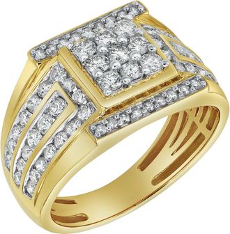 LuvMyJewelry Iced Hammer 14K Yellow Gold Diamond Men Statement Ring - 1.55ct. at Nordstrom, Size 10.5