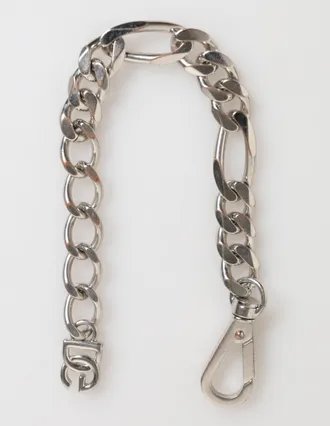 Dolce & Gabbana Silver Tone Brass Chain Lobster Clasp DG Logo Mens Bracelet (Pre-Owned)