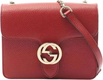 Gucci Pre-owned Cross Body Bags, female, Red, Size: ONE SIZE Pre-owned Interlocking G Leather Shoulder Bag