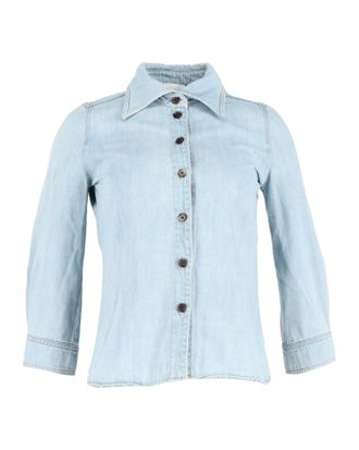 Chlo&eacute; Chloe 3/4 Mouwen Blouse in Lichtblauw Denim