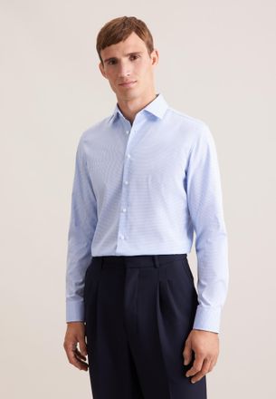 Seidensticker Businesshemd SEIDENSTICKER Schwarze Rose, Herren, Gr. XXL (45), normale &Auml;rmell&auml;ngen, blau (hellblau), 100% Baumwolle, kariert, slim fit, 2-Knopf-Mansc