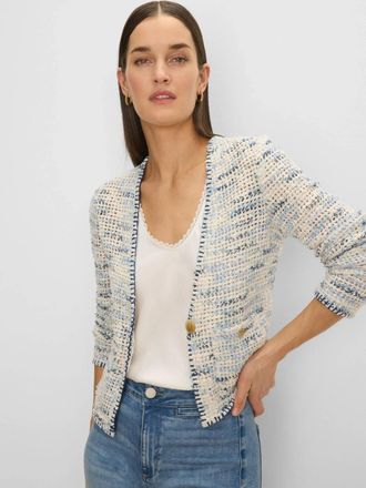Nic+Zoe Misty Dawn Knit Jacket In Indigo Multi