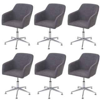 Hhg Hhg - Lote De 6 Sillas De Comedor 834, Silla Giratoria Tumbona, Regulable En Altura, Textil, Gris