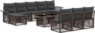 vidaXL Conjunto De Sof&aacute;s De Jard&iacute;n 11 Uds. Gris Y Gris Oscuro Vidaxl