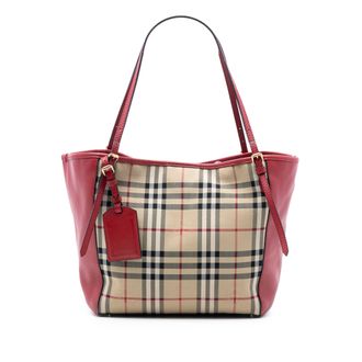 Burberry Tweedje Klein Haymarket Check Canvas en Leer Canterbury Tote